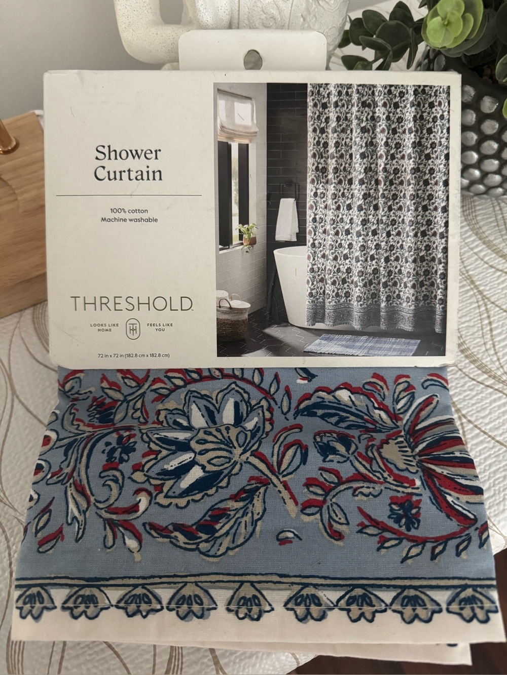 Shower Curtain with Subtle Pattern - Picture 3 of 6